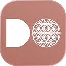 The DailyOM App icon with white letters 'D' and 'O', where 'O' is a circular pattern of interconnected triangles on a rounded square brown background.